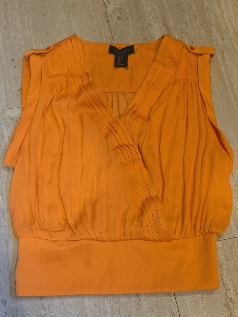RACHEL Rachel Roy Orange Silky Pleated Tank Blouse